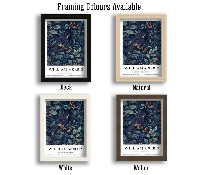 William Morris Blackbird Wall Art Blue Botanical Print Vintage Bird Cottagecore Decor Arts And Crafts Nature Poster Artwork for Home