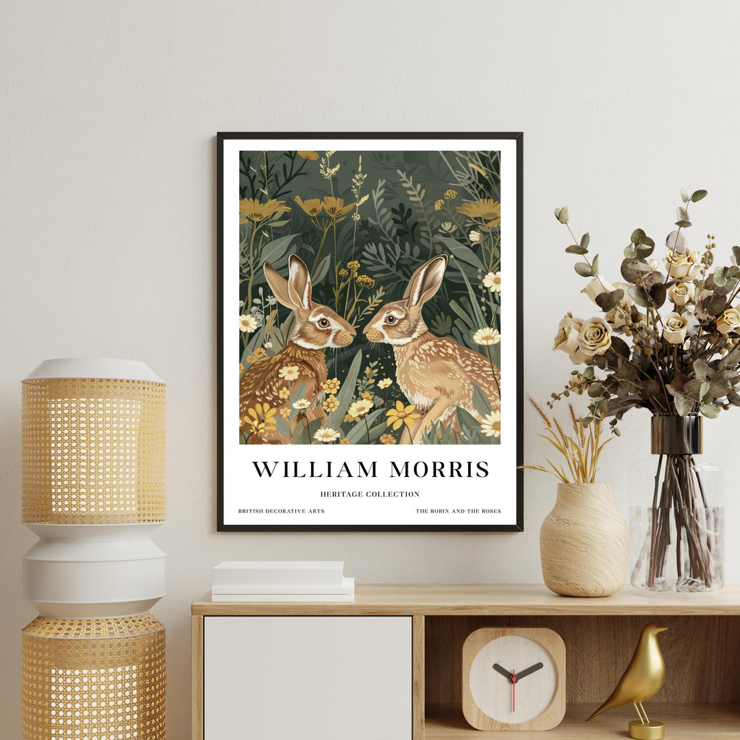 William Morris Hares Wall Art Woodland Animal Botanical Print Vintage Cottagecore Meadow Decor Arts And Crafts Poster Artwork for Home