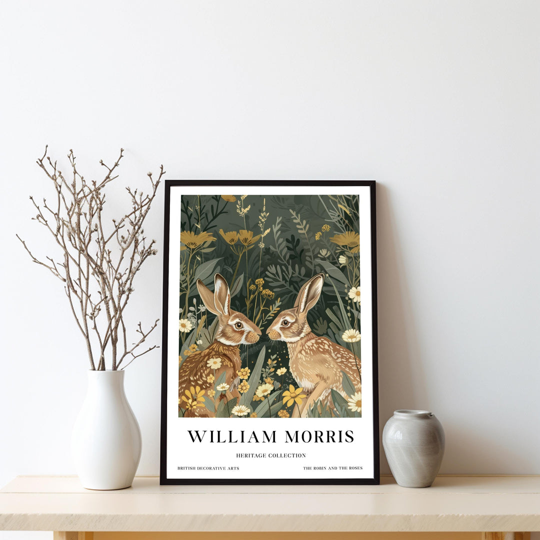 William Morris Hares Wall Art Woodland Animal Botanical Print Vintage Cottagecore Meadow Decor Arts And Crafts Poster Artwork for Home