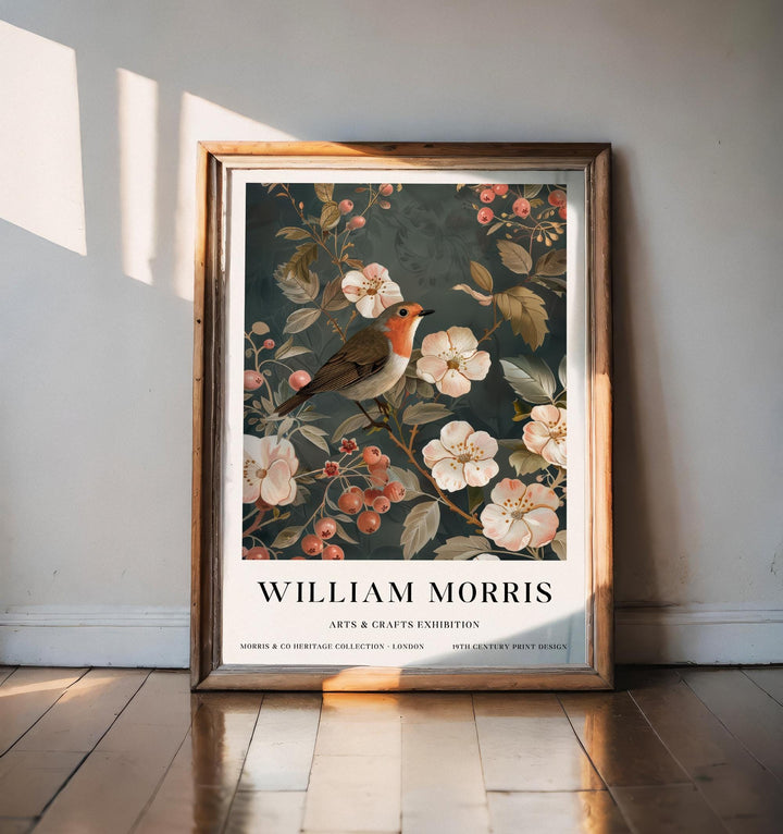 William Morris Robin Bird Wall Art Blossom Botanical Print Vintage Cottagecore Nature Decor Arts And Crafts Poster Artwork for Home