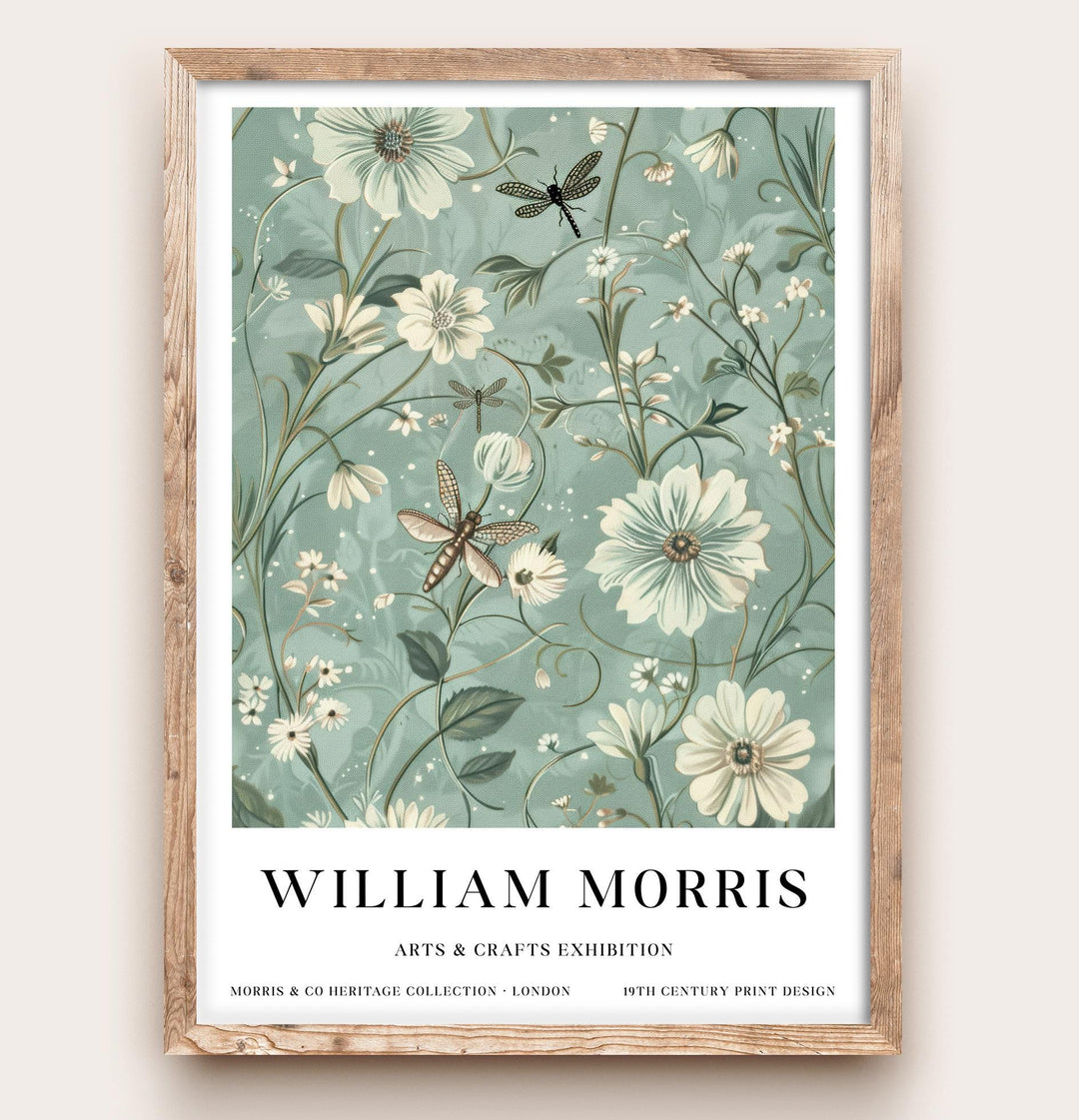 William Morris Dragonfly Wall Art Botanical Floral Print Vintage Cottagecore Nature Decor Arts And Crafts Poster Artwork for Home