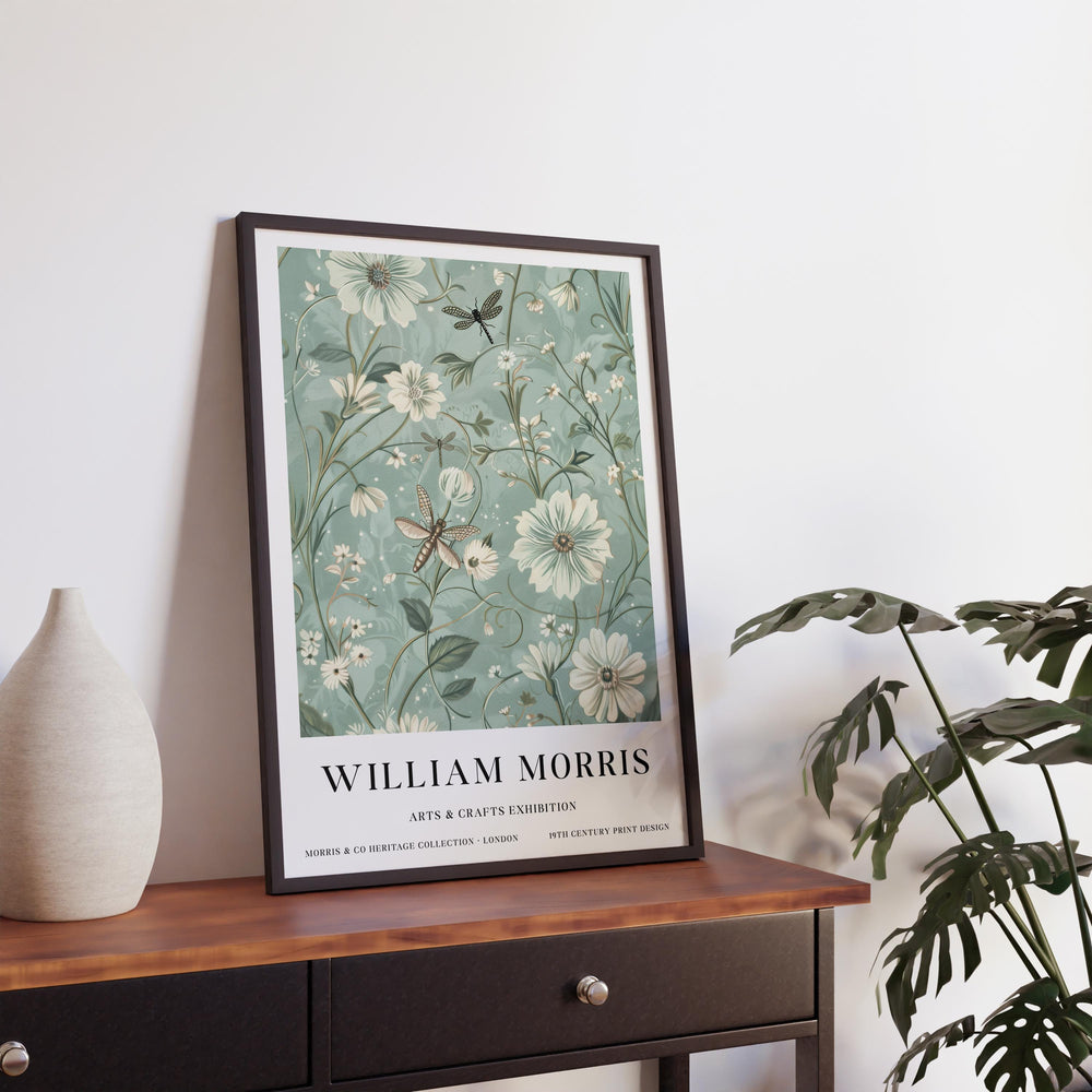 William Morris Dragonfly Wall Art Botanical Floral Print Vintage Cottagecore Nature Decor Arts And Crafts Poster Artwork for Home