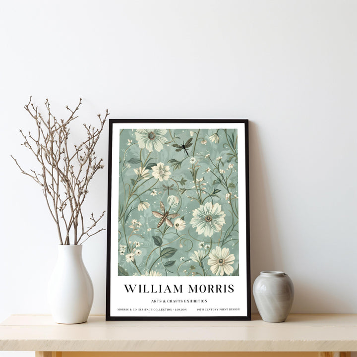 William Morris Dragonfly Wall Art Botanical Floral Print Vintage Cottagecore Nature Decor Arts And Crafts Poster Artwork for Home