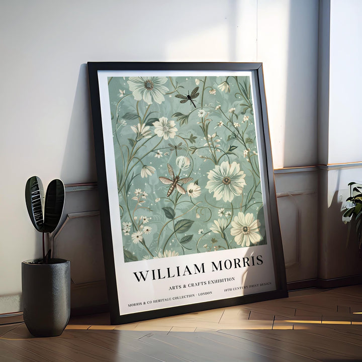 William Morris Dragonfly Wall Art Botanical Floral Print Vintage Cottagecore Nature Decor Arts And Crafts Poster Artwork for Home