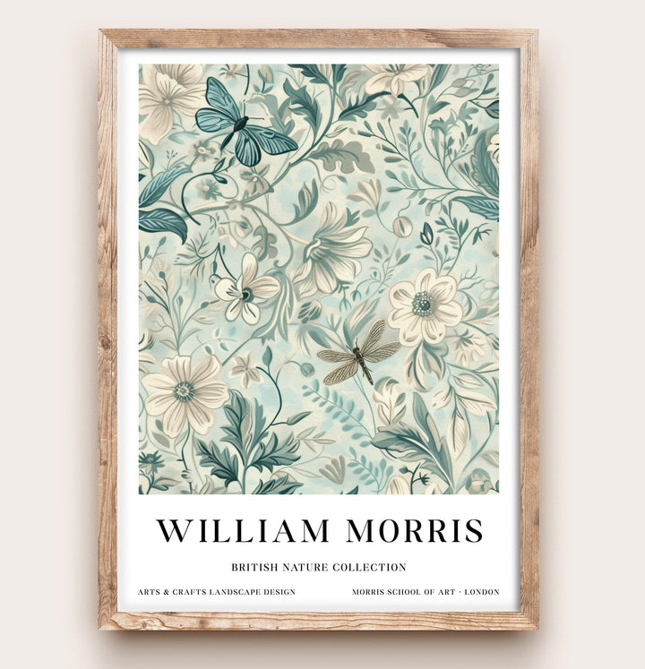 William Morris Dragonfly Wall Art Botanical Floral Print Vintage Cottagecore Nature Decor Arts And Crafts Poster Artwork for Home