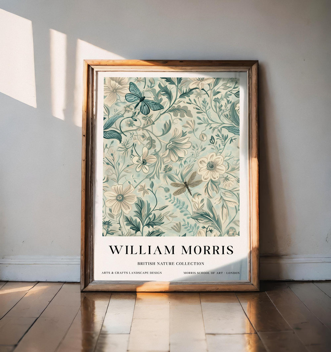 William Morris Dragonfly Wall Art Botanical Floral Print Vintage Cottagecore Nature Decor Arts And Crafts Poster Artwork for Home