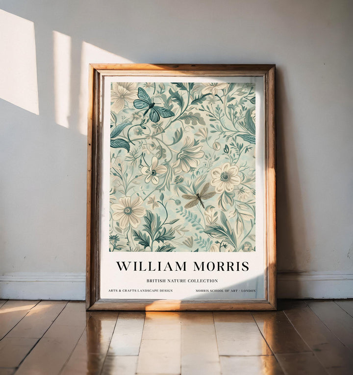 William Morris Dragonfly Wall Art Botanical Floral Print Vintage Cottagecore Nature Decor Arts And Crafts Poster Artwork for Home