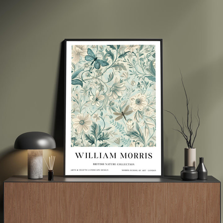William Morris Dragonfly Wall Art Botanical Floral Print Vintage Cottagecore Nature Decor Arts And Crafts Poster Artwork for Home