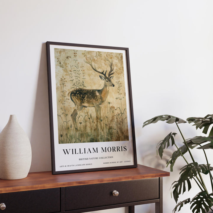 William Morris Stag Deer Wall Art Vintage Botanical Print Antique Style Cottagecore Nature Decor Arts And Crafts Poster Artwork for Home