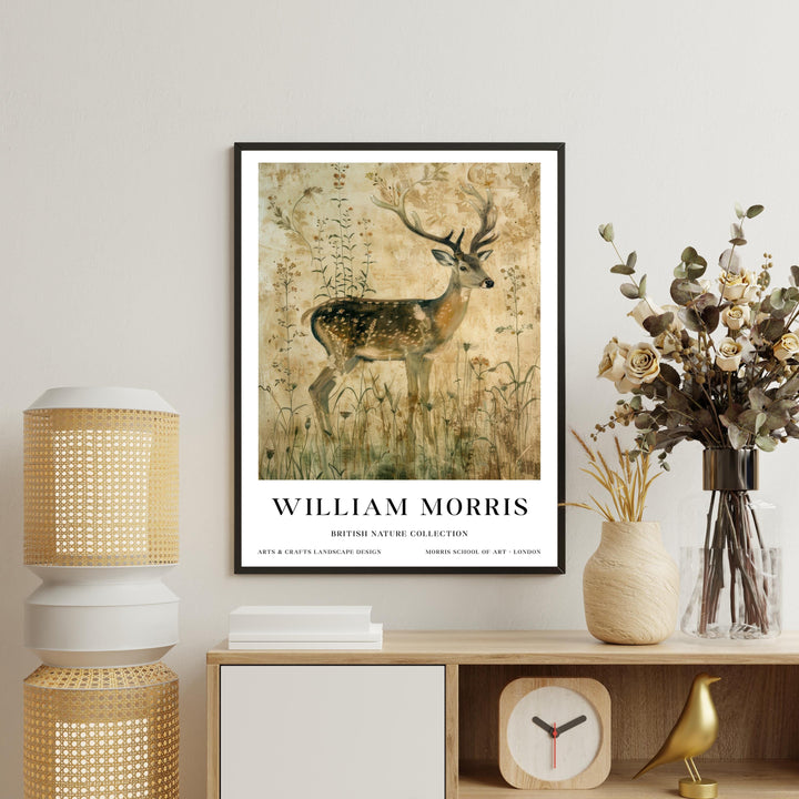 William Morris Stag Deer Wall Art Vintage Botanical Print Antique Style Cottagecore Nature Decor Arts And Crafts Poster Artwork for Home