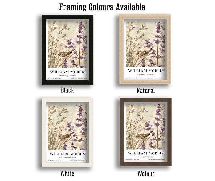 William Morris Sparrow Bird Wall Art Lavender Botanical Print Vintage Cottagecore Meadow Decor Arts And Crafts Poster Artwork for Home