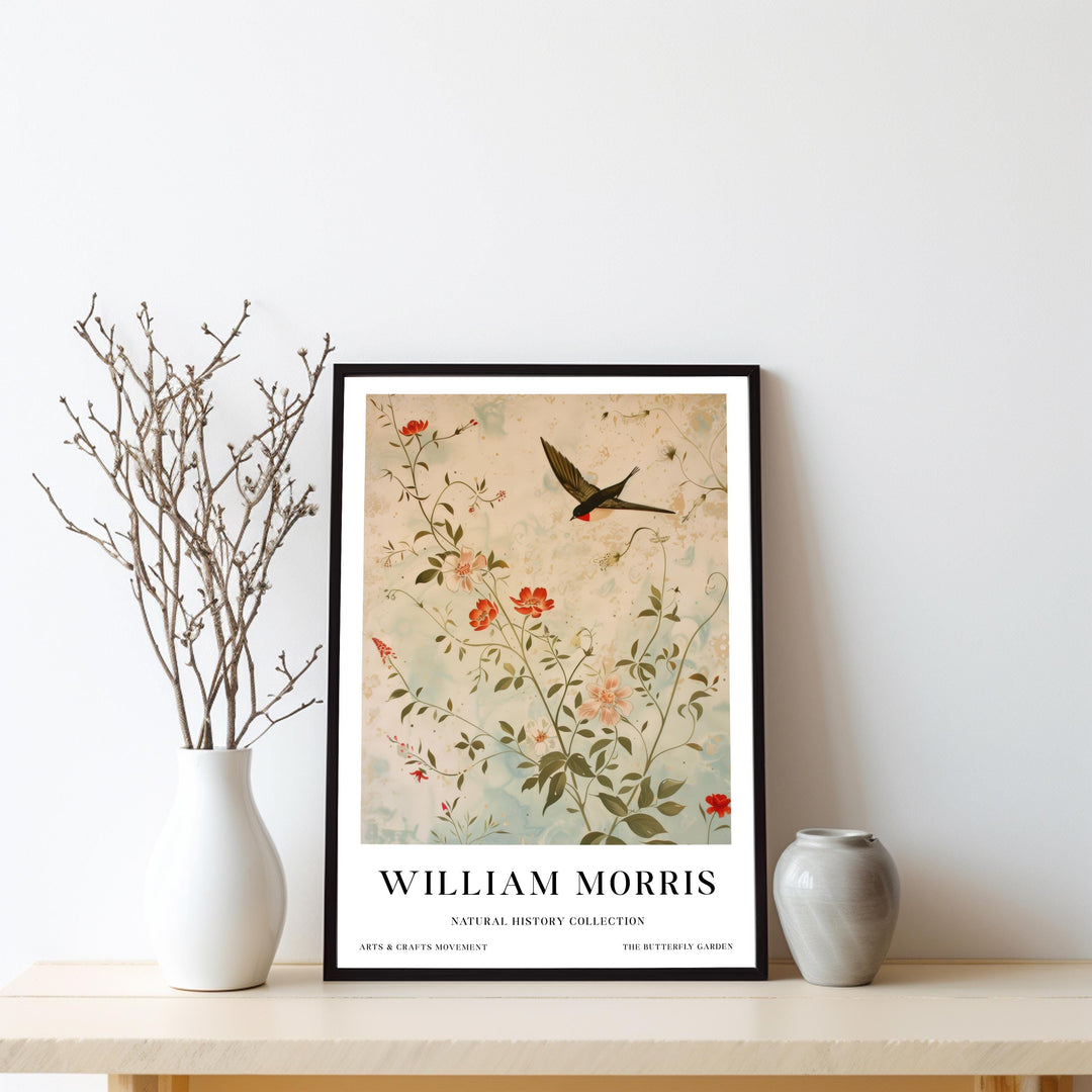 William Morris Swallow Bird Wall Art Botanical Floral Print Vintage Cottagecore Decor Arts And Crafts Nature Poster Artwork for Home