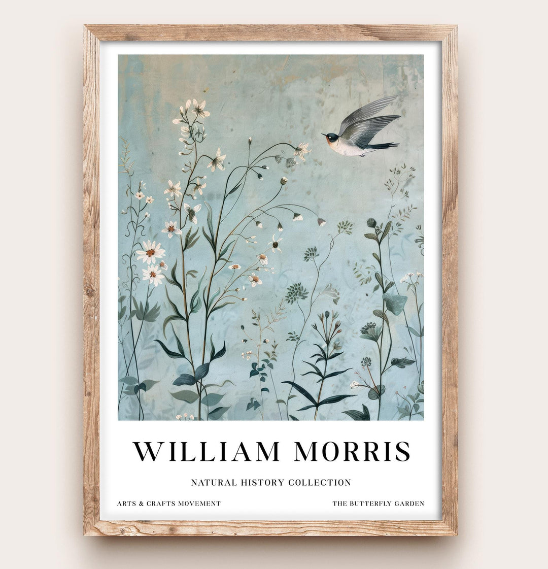 William Morris Swallow Bird Wall Art Blue Botanical Print Vintage Cottagecore Meadow Decor Arts And Crafts Poster Artwork for Home