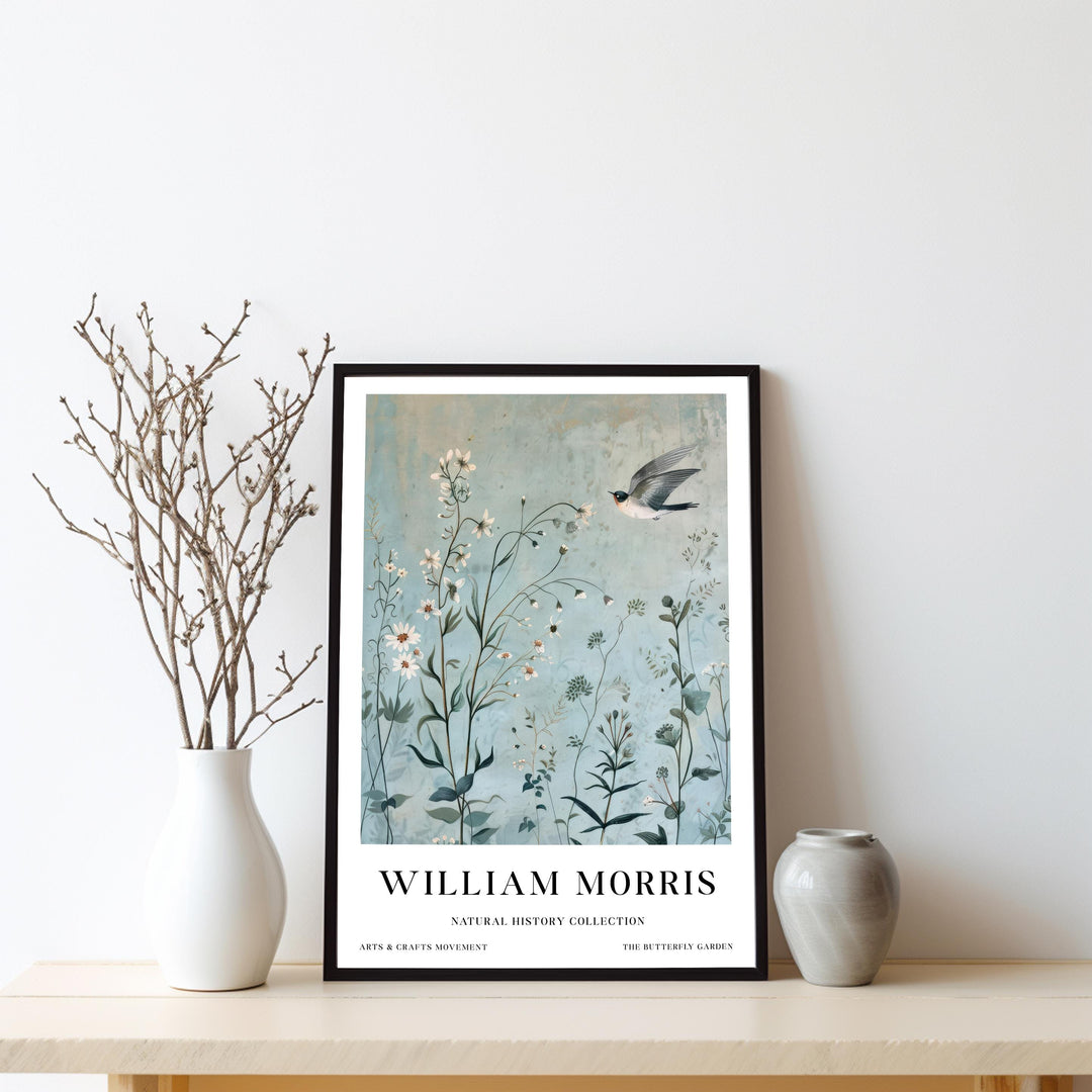William Morris Swallow Bird Wall Art Blue Botanical Print Vintage Cottagecore Meadow Decor Arts And Crafts Poster Artwork for Home