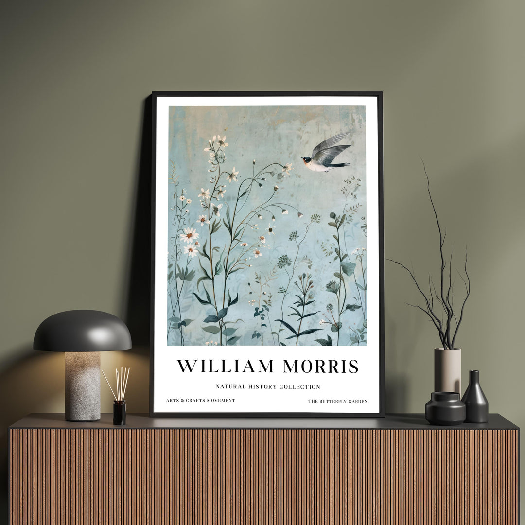 William Morris Swallow Bird Wall Art Blue Botanical Print Vintage Cottagecore Meadow Decor Arts And Crafts Poster Artwork for Home