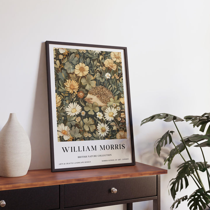 William Morris Hedgehog Wall Art Botanical Floral Print Vintage Cottagecore Nature Decor Arts And Crafts Poster Artwork for Home