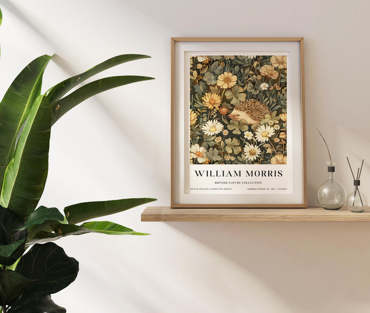 William Morris Hedgehog Wall Art Botanical Floral Print Vintage Cottagecore Nature Decor Arts And Crafts Poster Artwork for Home