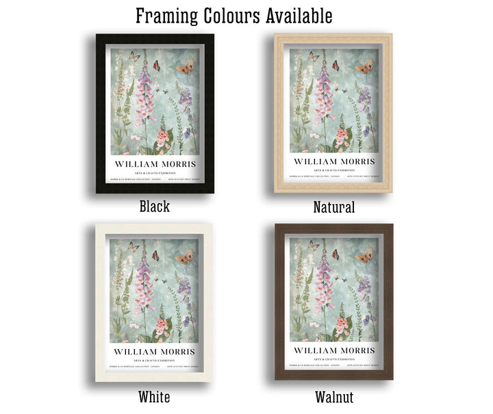 William Morris Foxglove Botanical Wall Art Butterfly Print Vintage Cottagecore Floral Decor Arts And Crafts Poster Artwork for Home