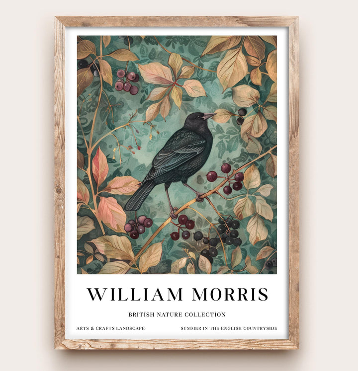 William Morris Blackbird Wall Art Botanical Berry Print Vintage Cottagecore Nature Decor Arts And Crafts Poster Artwork for Home