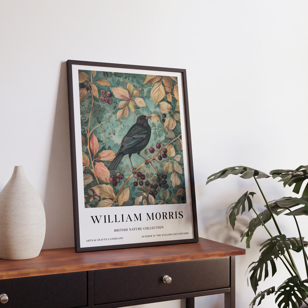 William Morris Blackbird Wall Art Botanical Berry Print Vintage Cottagecore Nature Decor Arts And Crafts Poster Artwork for Home