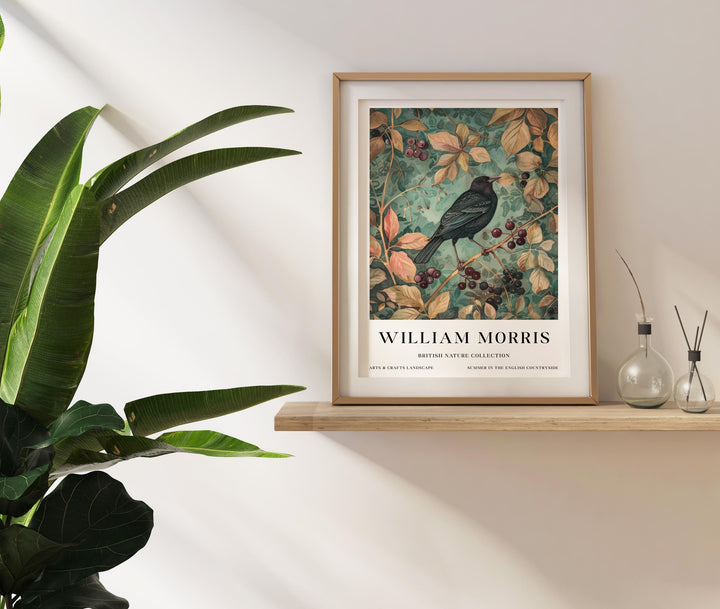 William Morris Blackbird Wall Art Botanical Berry Print Vintage Cottagecore Nature Decor Arts And Crafts Poster Artwork for Home