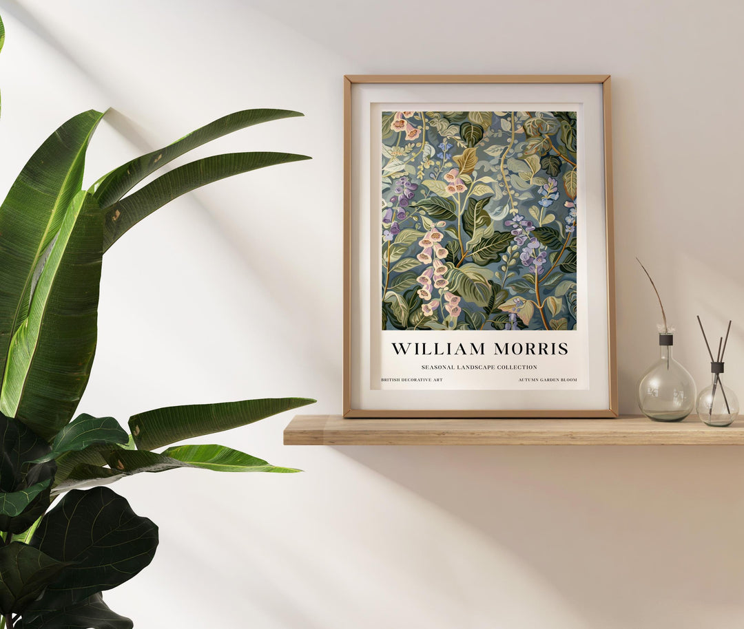 William Morris Foxglove Botanical Wall Art Blue Floral Print Vintage Cottagecore Decor Arts And Crafts Poster Artwork for Home