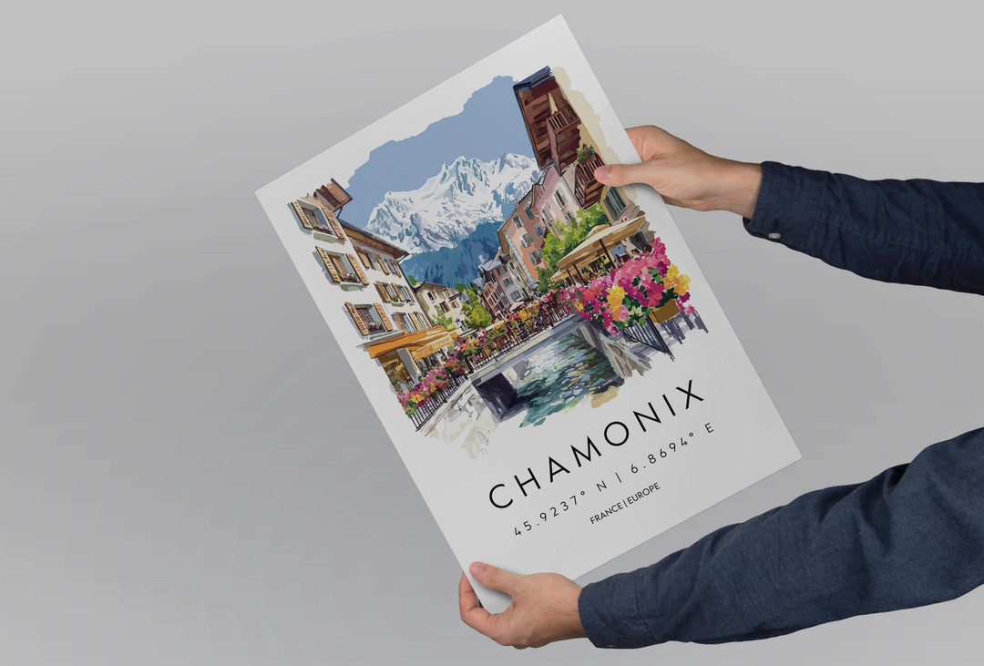 Chamonix Travel Print Chamonix Wall Decor France Chamonix Art Chamonix Wall Art French Alps Poster Gift for Mountain Lovers
