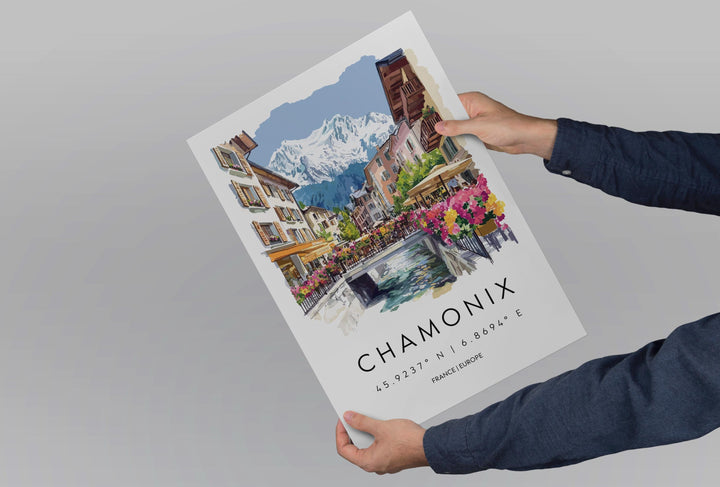 Chamonix Travel Print Chamonix Wall Decor France Chamonix Art Chamonix Wall Art French Alps Poster Gift for Mountain Lovers
