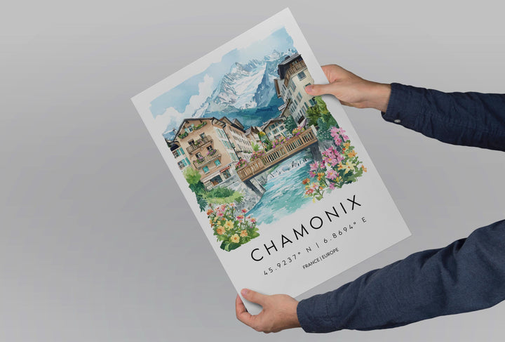 Chamonix Travel Print Chamonix Wall Decor France Chamonix Art Chamonix Wall Art French Alps Poster Gift for Mountain Lovers