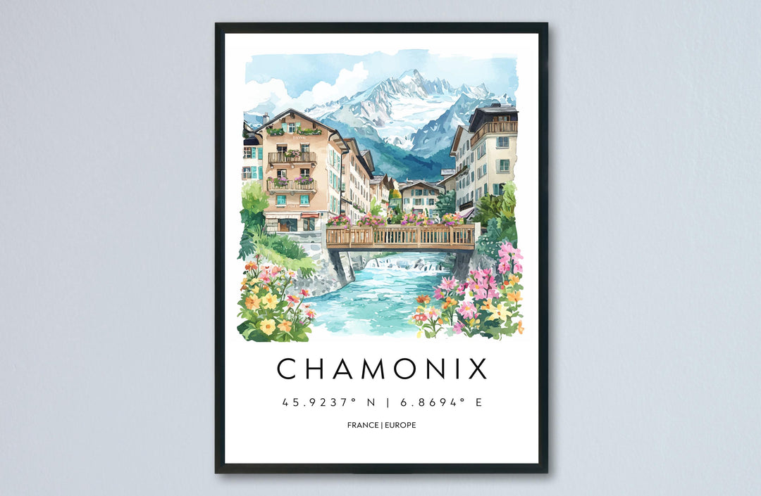Chamonix Travel Print Chamonix Wall Decor France Chamonix Art Chamonix Wall Art French Alps Poster Gift for Mountain Lovers