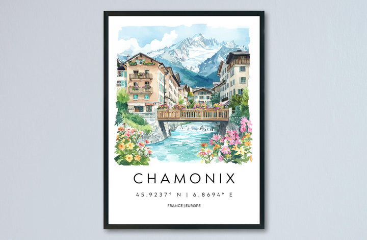 Chamonix Travel Print Chamonix Wall Decor France Chamonix Art Chamonix Wall Art French Alps Poster Gift for Mountain Lovers