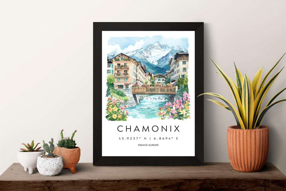 Chamonix Travel Print Chamonix Wall Decor France Chamonix Art Chamonix Wall Art French Alps Poster Gift for Mountain Lovers