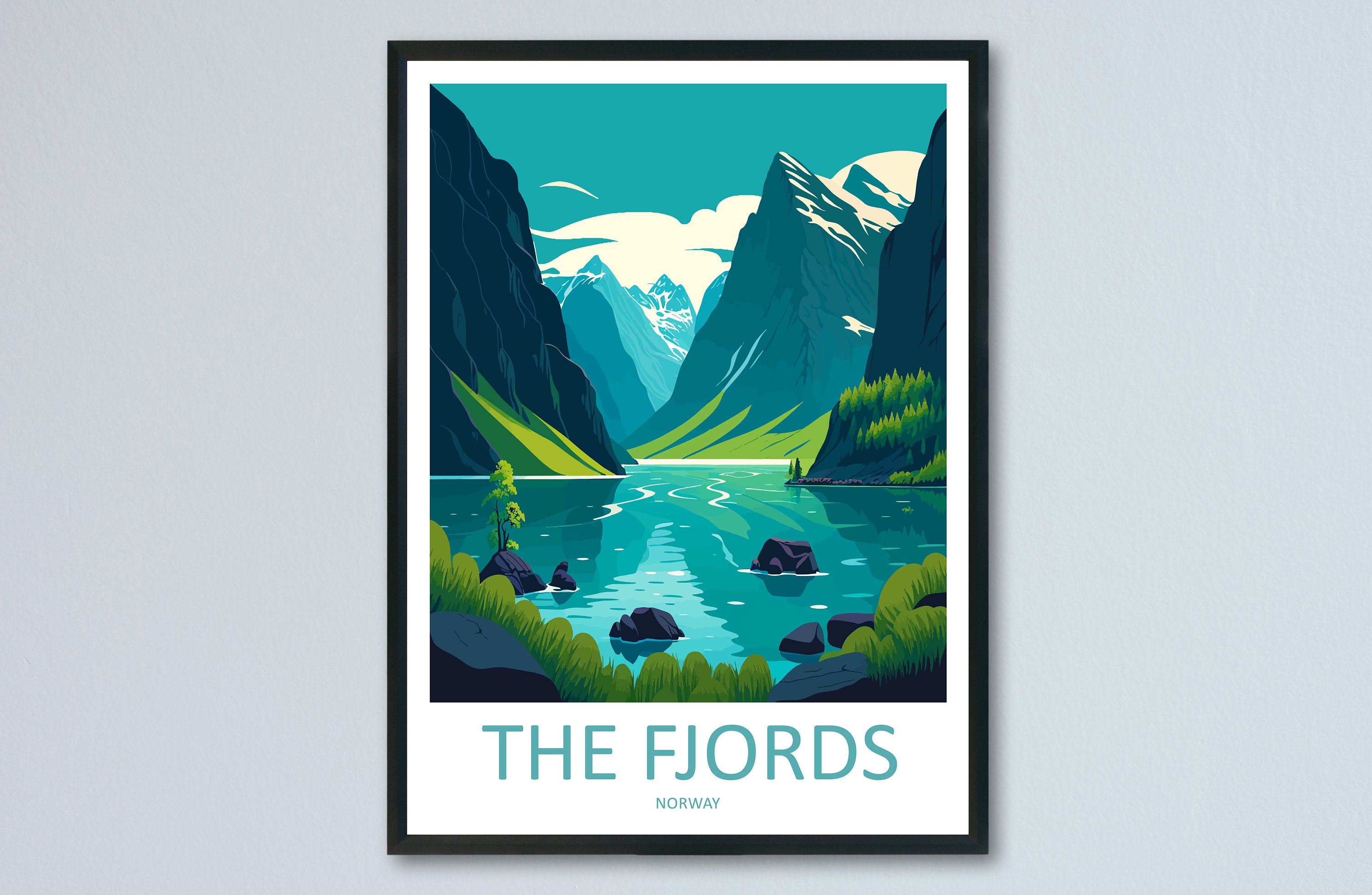 The Fjords Travel Print The Fjords Norway Home Décor The Fjords Art Print Norwegian Mountains Room Print For Scandinavian Mountains Gift Art