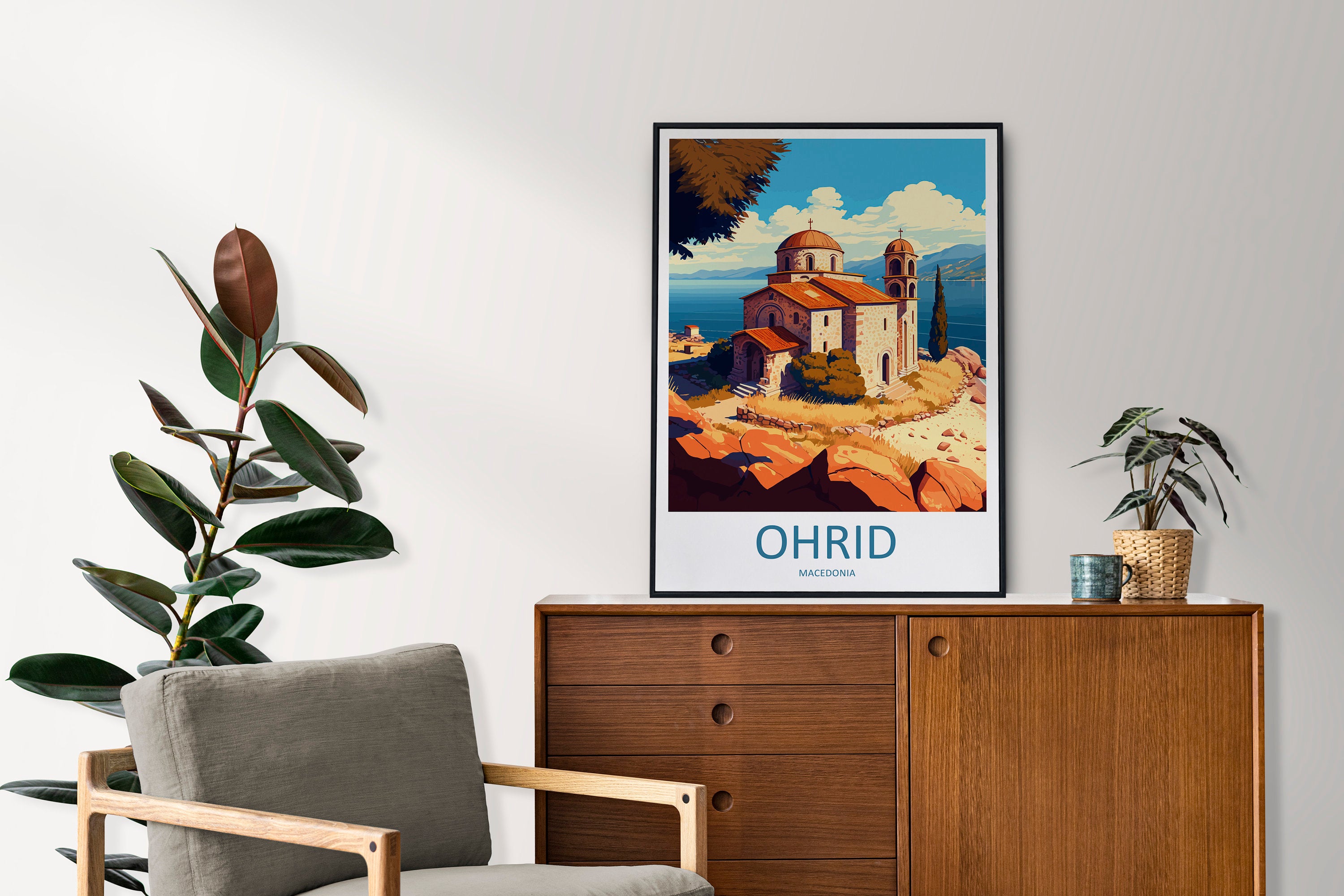 Ohrid Travel Print Ohrid Island Home Décor Lake Ohrid Art Print Church of Saint John Wall Print For Ohrid Gift For Macedonia Wall Theologian