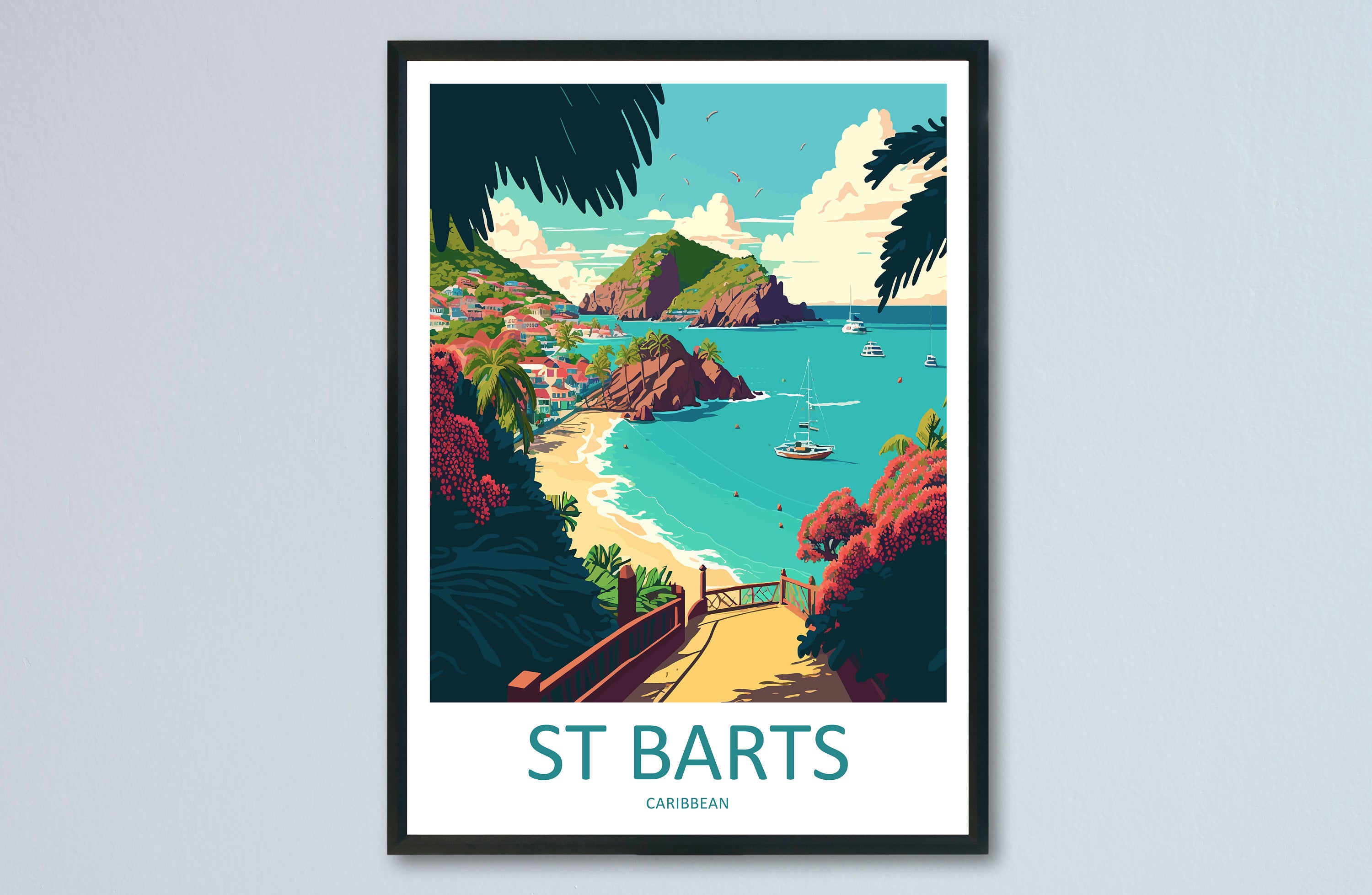 St Barts Travel Print St Barts Home Décor St Barts Art Print St Barts Wall Print For Caribbean Gift For St Barts Wall Art St Barts Poster