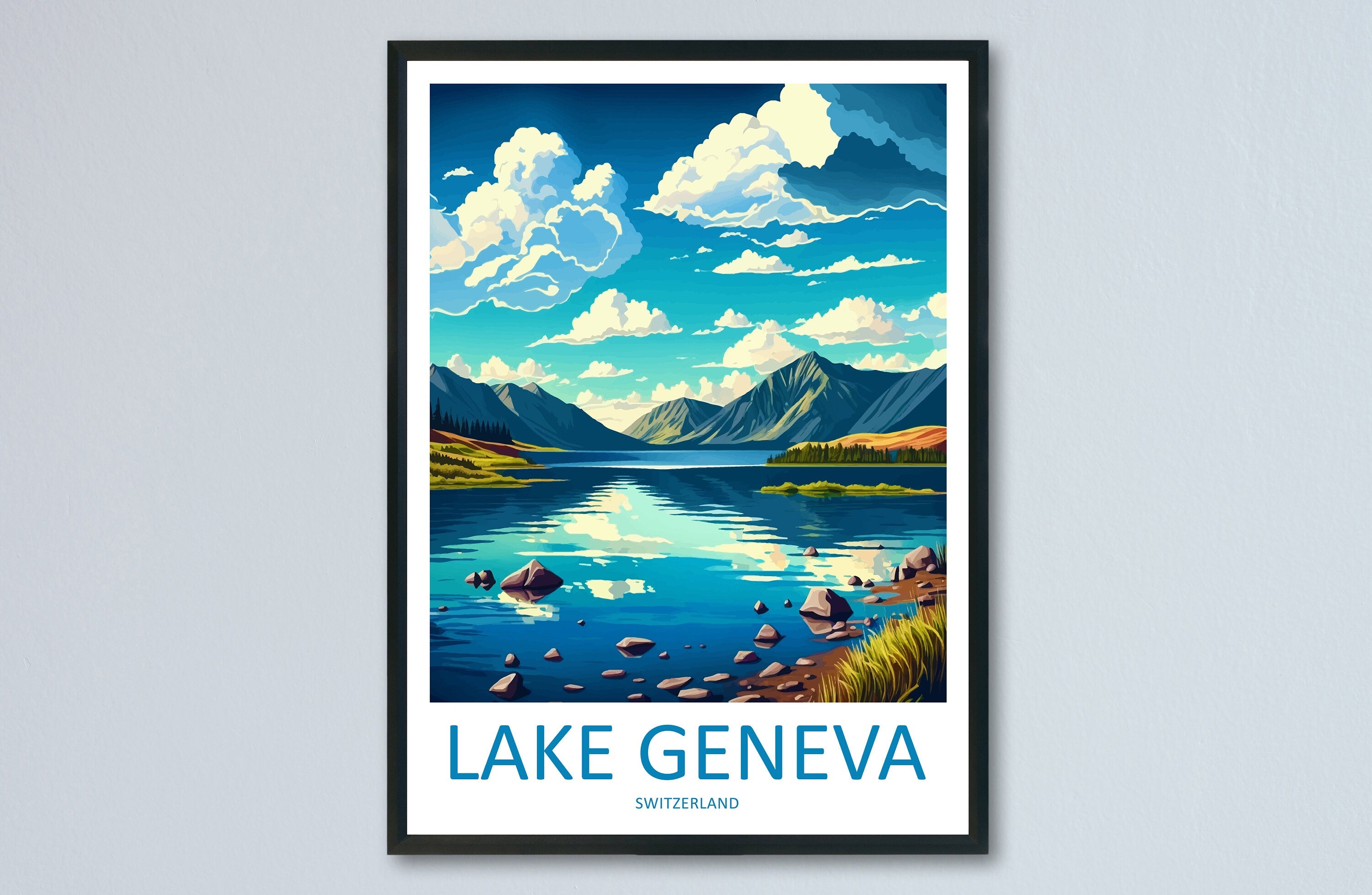 Lake Geneva Print Lake Geneva Home Décor Switzerland Art Print Lake Geneva Wall Print For Switzerland Gift Wall Hanging Switzerland Artwork