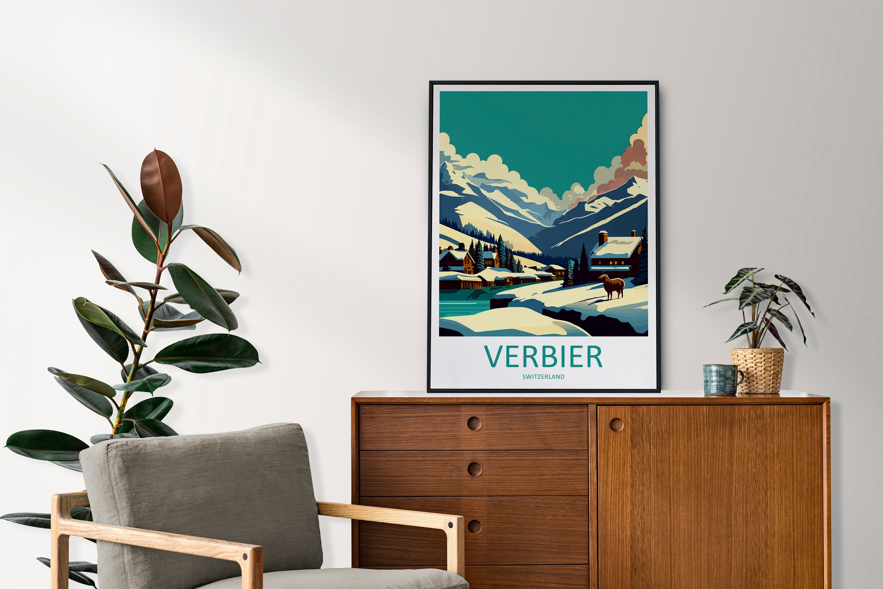 Verbier Ski Resort Print Verbier Home Decor Mountain Art Print Verbier Wall Art for Ski Enthusiast Gift Wall Hanging Verbier Switzerland Art