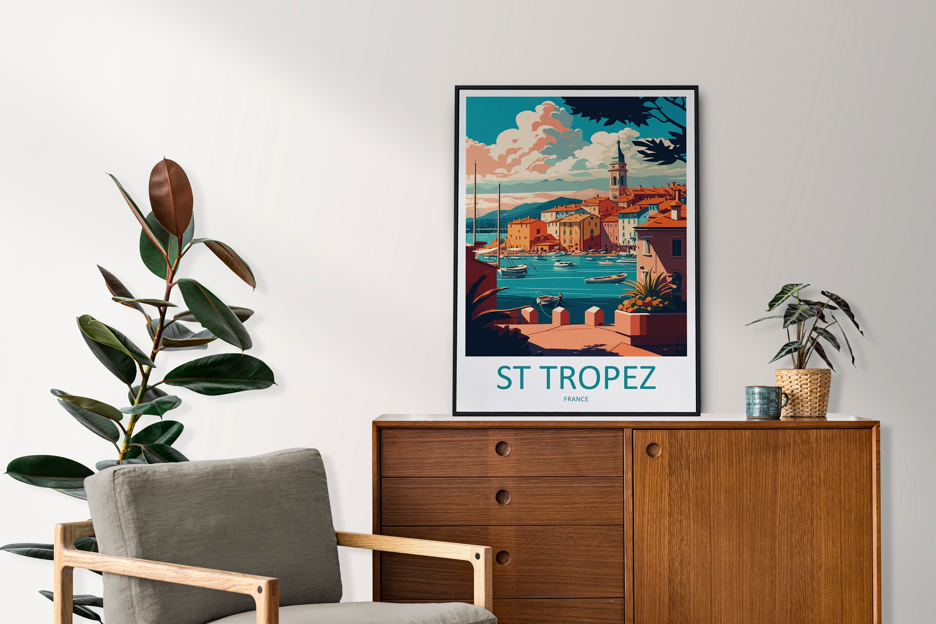 St. Tropez Print St. Tropez Home Decor Seascape Art Print St. Tropez Wall Art for France Enthusiast Gift Wall Hanging St. Tropez France Art