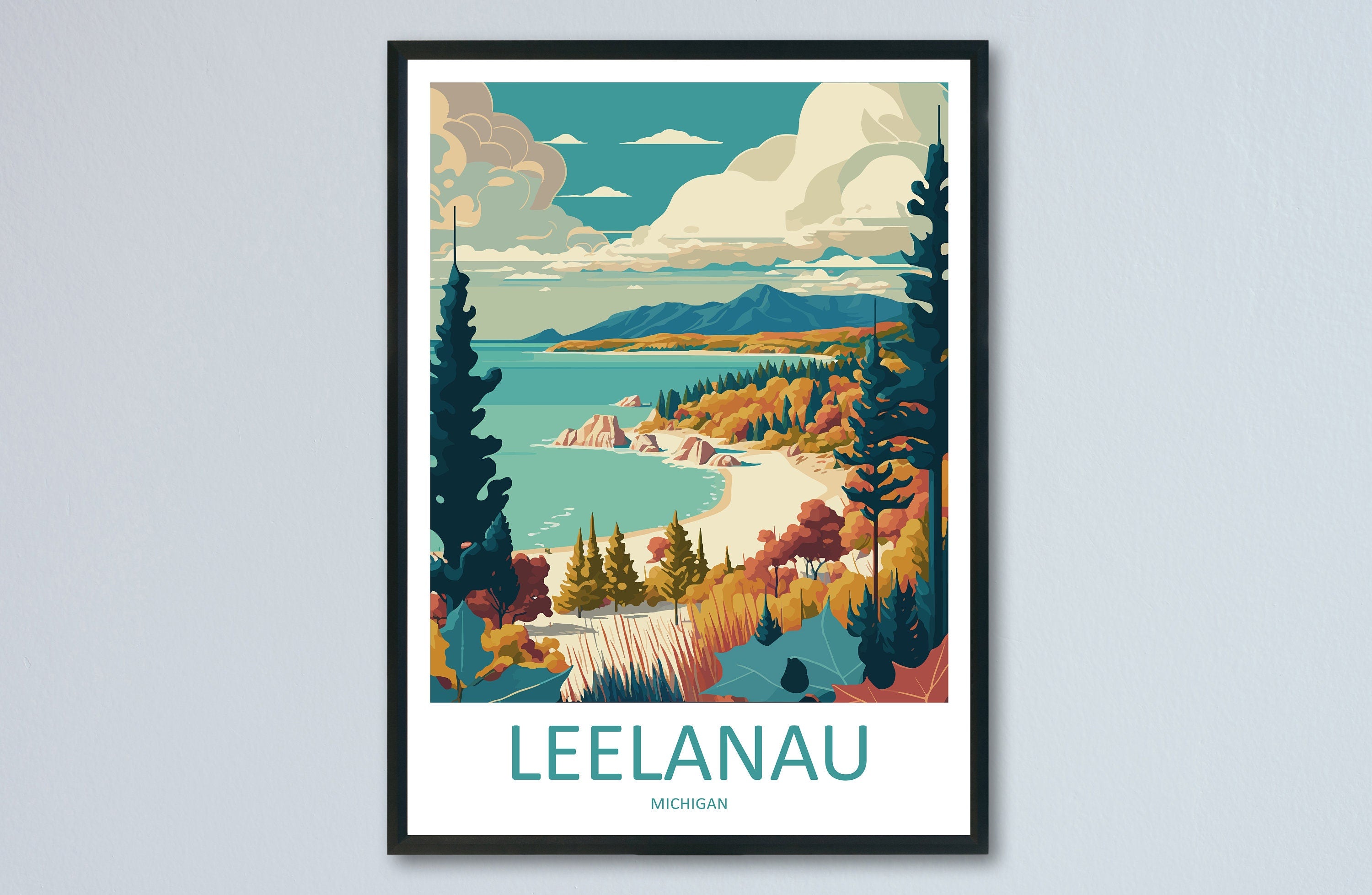 Leelanau Print Leelanau Home Decor Landscape Art Print Leelanau Wall Art for Michigan Enthusiast Gift Wall Hanging Leelanau Michigan Poster