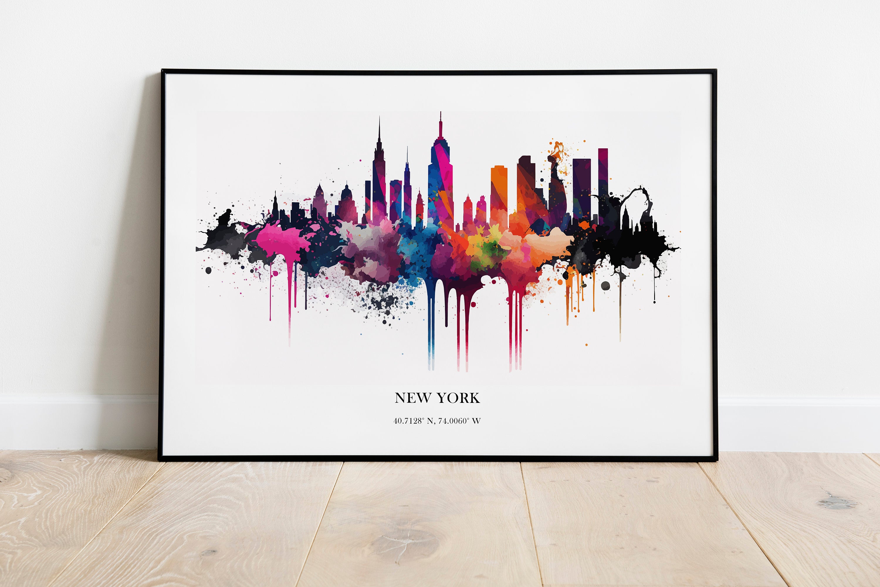 New York Watercolour Skyline Print New York Cityscape New York Home Décor Art Print USA Wall Art New York Souvenir Wall Hanging Watercolour