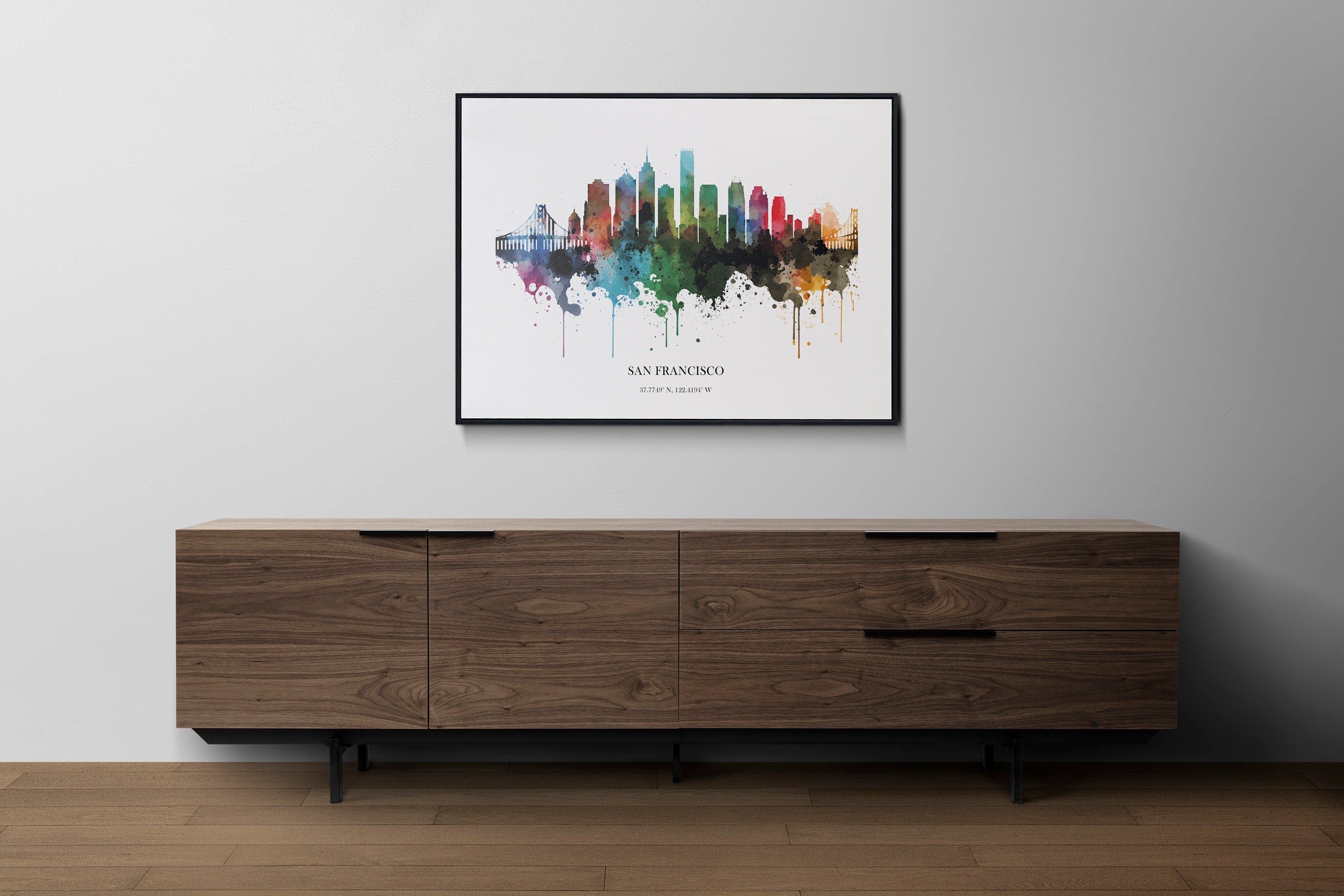 San Francisco Watercolour Skyline Print San Francisco Cityscape San Francisco Home Décor Art Print USA Wall Art San Francisco Souvenir Print