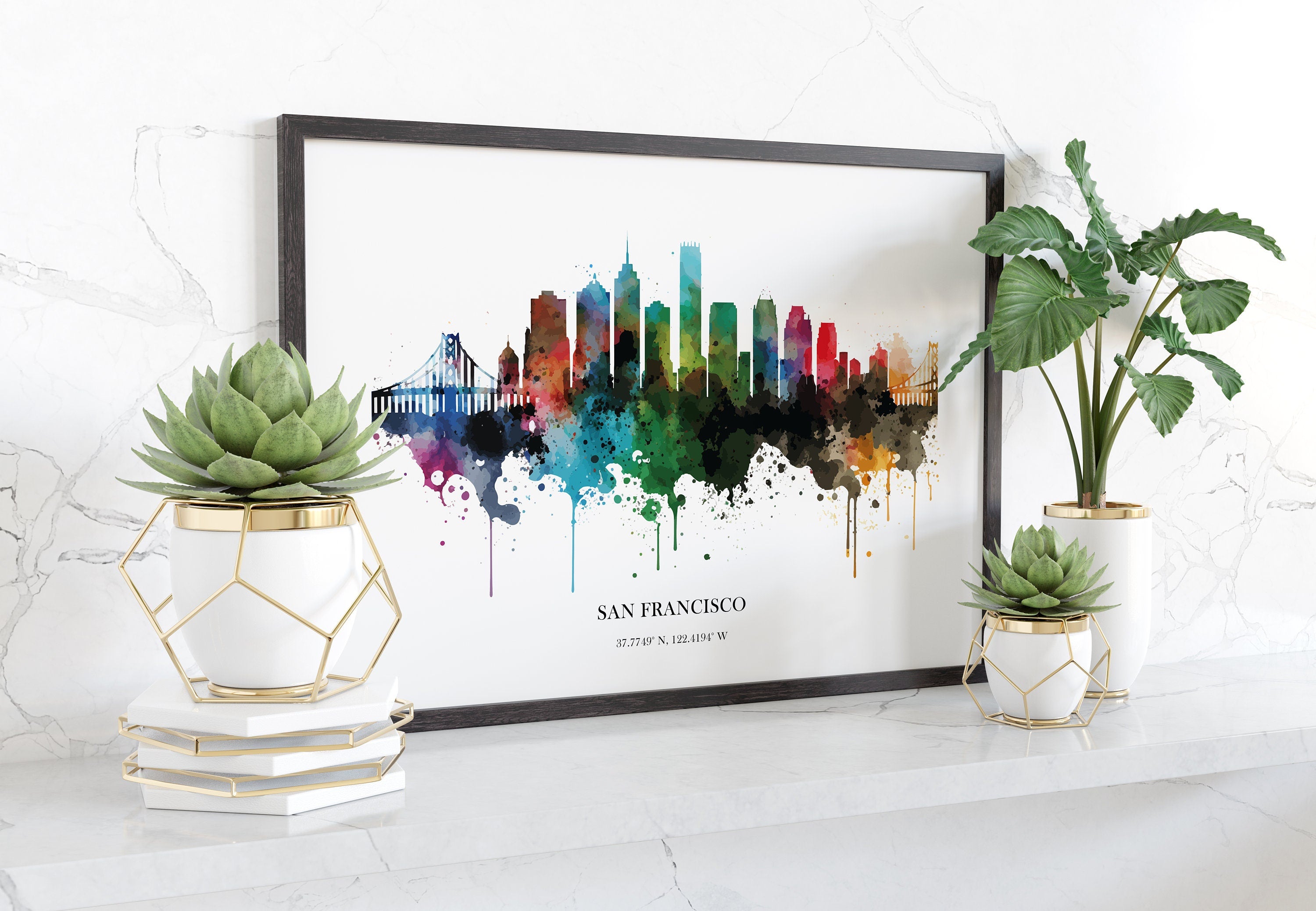 San Francisco Watercolour Skyline Print San Francisco Cityscape San Francisco Home Décor Art Print USA Wall Art San Francisco Souvenir Print