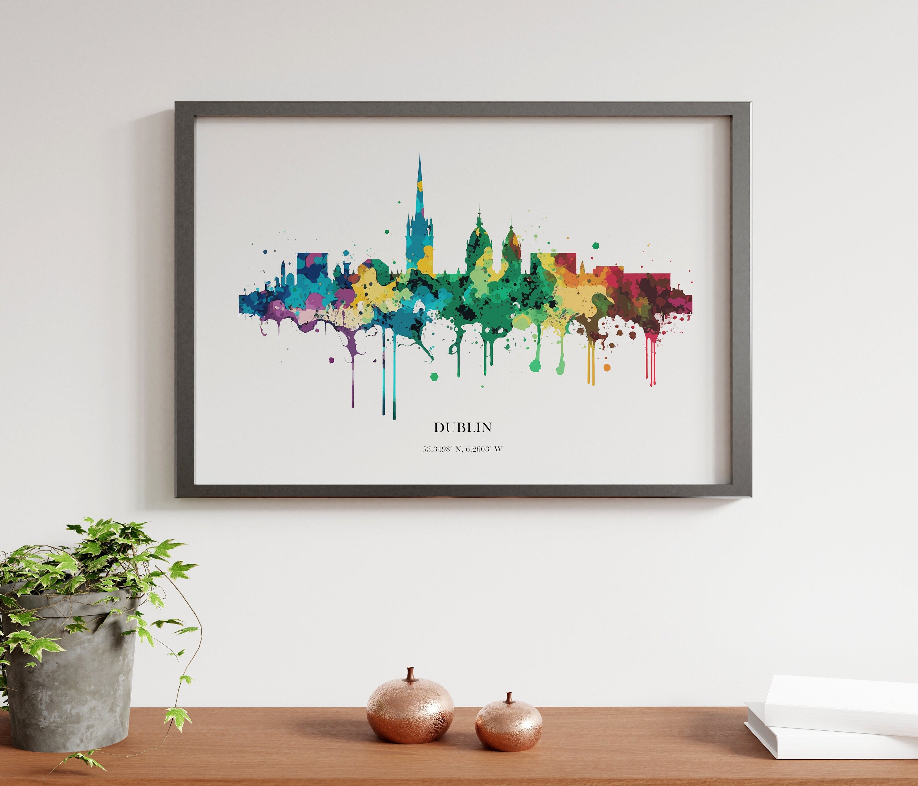 Dublin Watercolour Skyline Print Dublin Cityscape Dublin Home Décor Art Print Ireland Wall Art Dublin Souvenir Print Dublin Watercolour Art