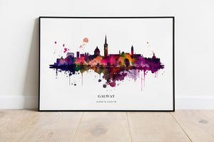 Galway Watercolour Skyline Print Galway Cityscape Galway Home Décor Art Print Ireland Wall Art Galway Souvenir Print Galway Watercolour Art