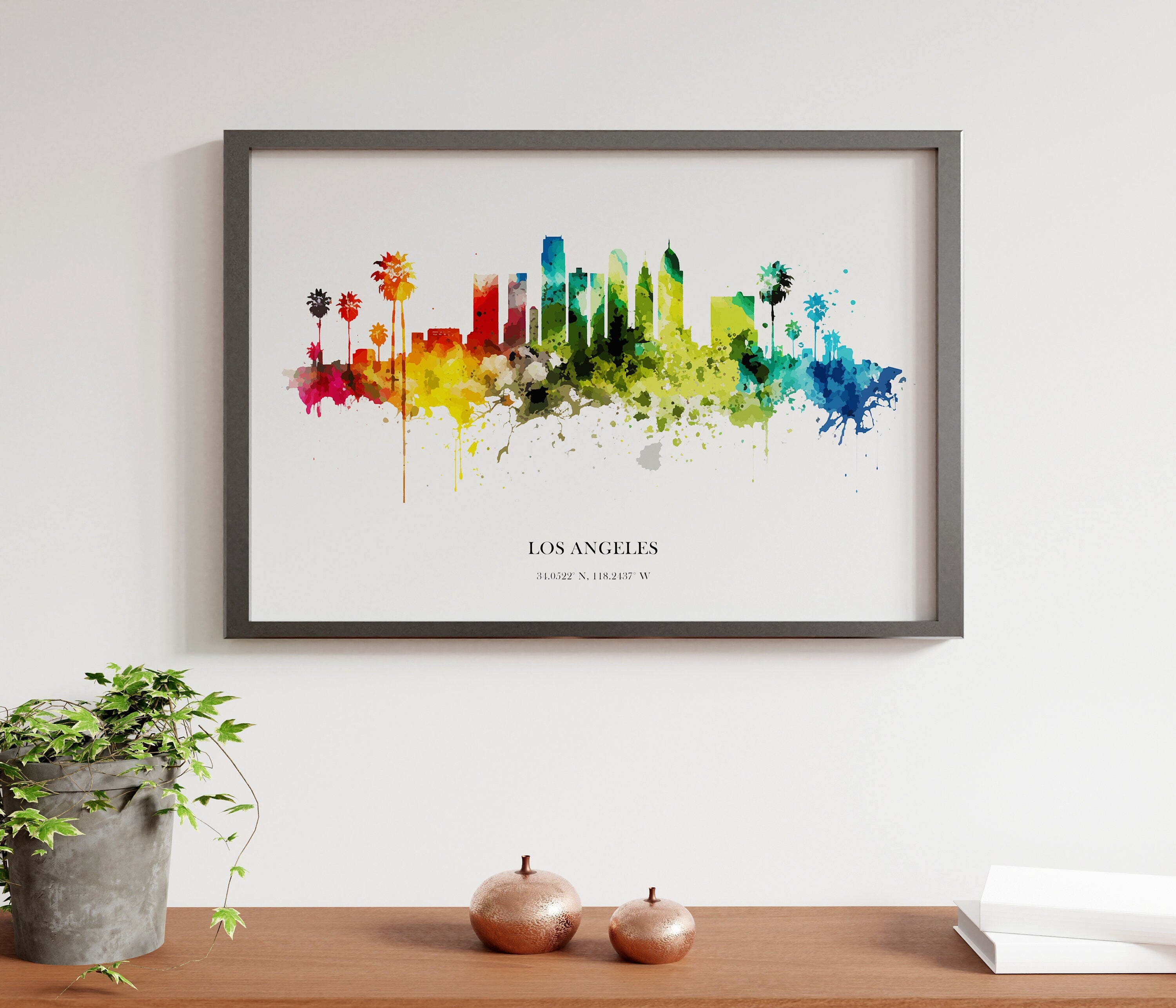 Los Angeles Watercolour Skyline Print Los Angeles Cityscape Los Angeles Home Décor Art Print USA Wall Art Los Angeles Print Los Angeles