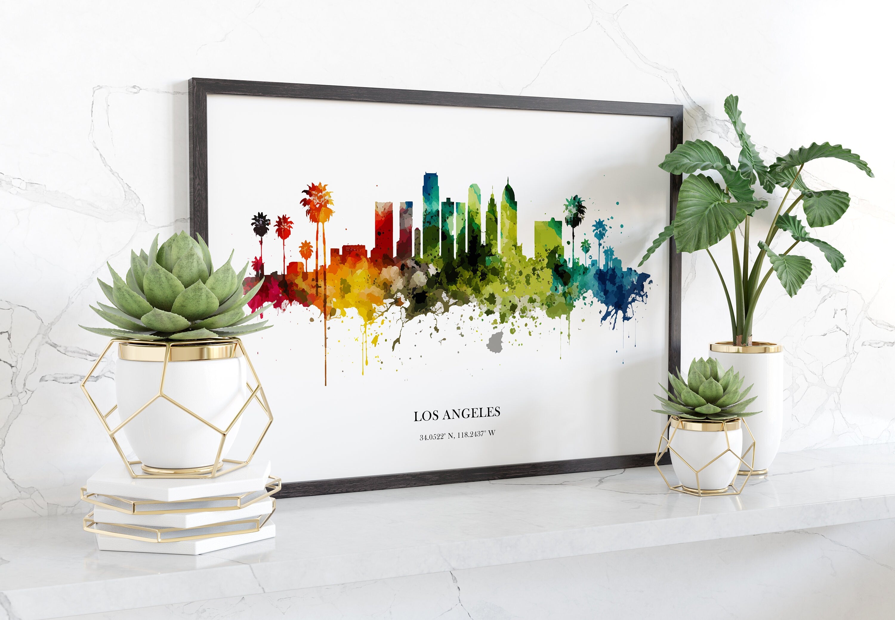 Los Angeles Watercolour Skyline Print Los Angeles Cityscape Los Angeles Home Décor Art Print USA Wall Art Los Angeles Print Los Angeles