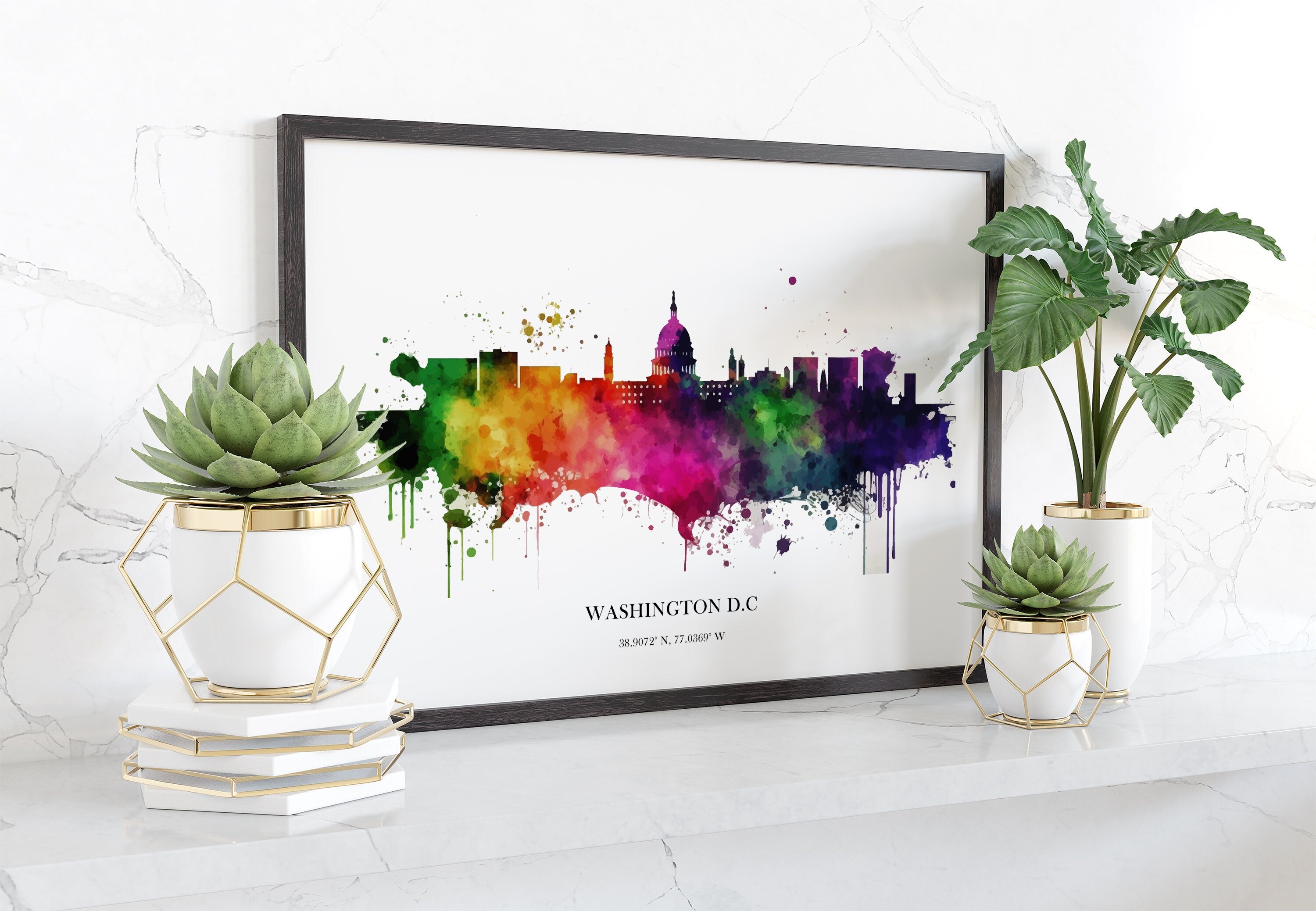 Washington Dc Watercolour Skyline Print Washington Cityscape White House Home Décor Art Print USA Wall Art Washington DC Print Washington DC