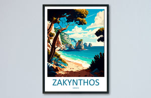 Zakynthos Travel Print Wall Art Zakynthos Greece Wall Hanging Home Decoration Zakynthos Gift Art Lovers Wall Art Print Zakynthos Greek Print