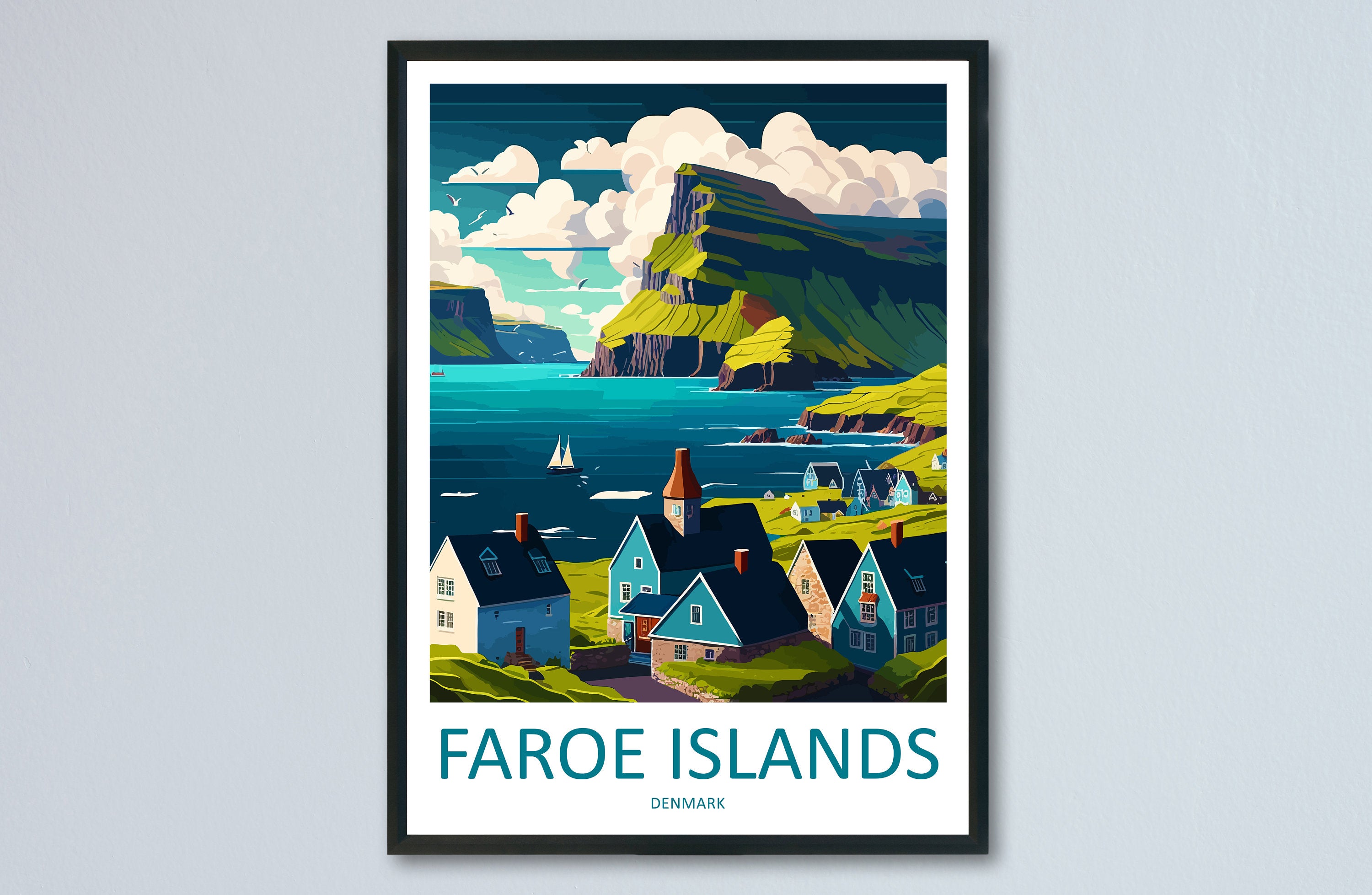 Faroe Island Travel Print Faroe Island Home Décor Denmark Art Print Faroe Island Wall Print For Denmark Gift For The Faroe Islands Wall Art