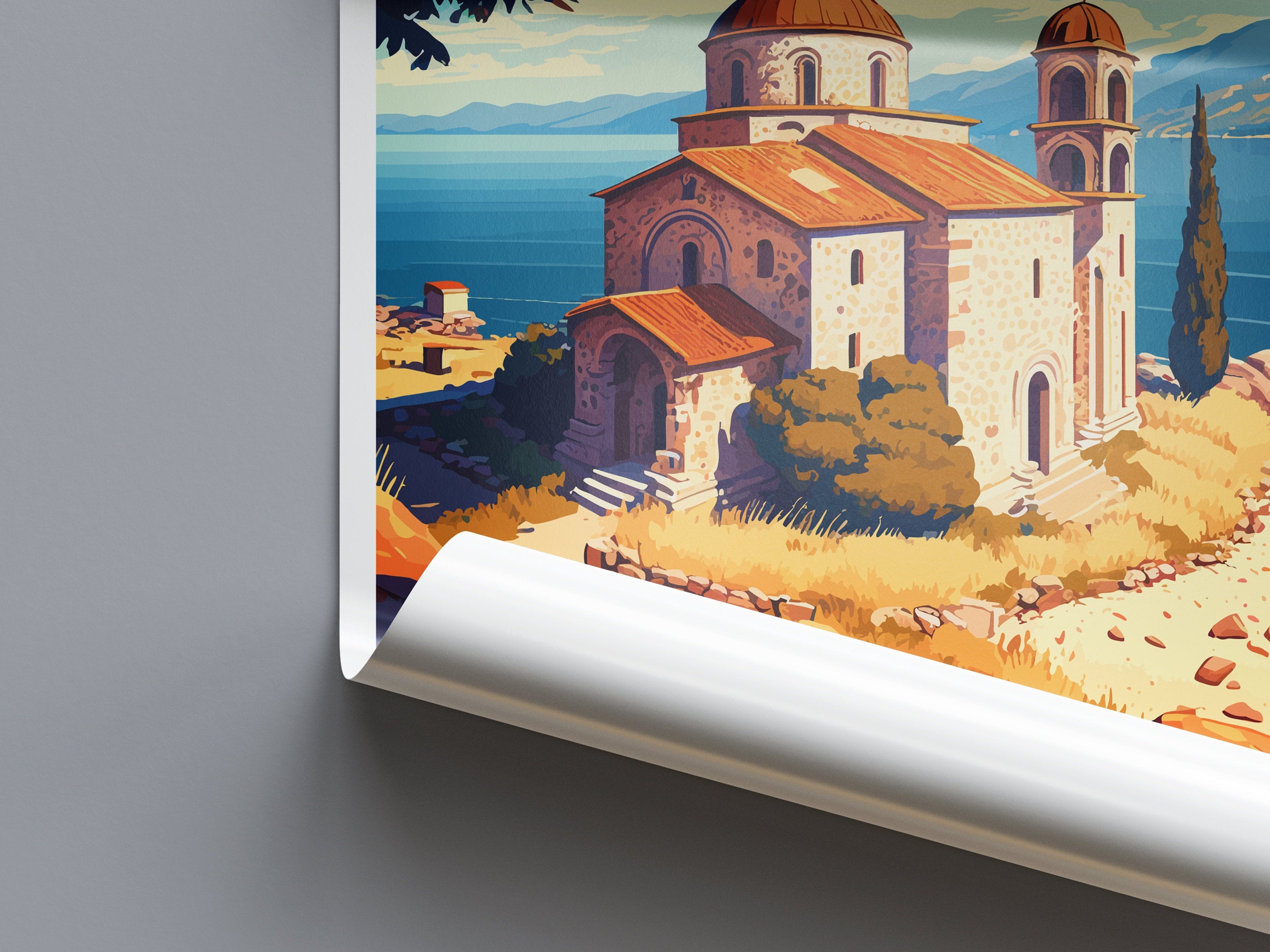 Ohrid Travel Print Ohrid Island Home Décor Lake Ohrid Art Print Church of Saint John Wall Print For Ohrid Gift For Macedonia Wall Theologian